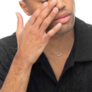 S.STEEL NECKLACE WITH ELEMENT WITH WHITE CZ STONE S.steel necklace with cutting cross chain 1 mm width, 0,20 mm thickness. On th