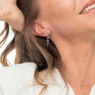 S.S SINGLE ROUND EAR WITH HORN PENDANT Polished s.steel single round earring 15,15 mm diameter 2,10 mm thickness, with mat black S.S SINGLE ROUND EAR WITH HORN PENDANT Polished s.steel single round earring 15,15 mm diameter 2,10 mm thickness, with mat black