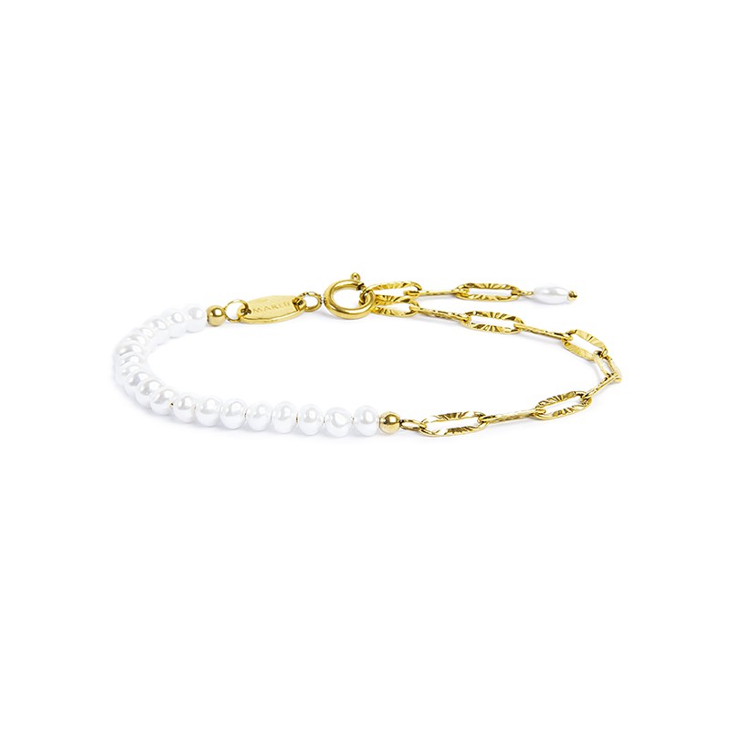 Bracciale catena figaro e perle irregolari Bracciale catena figaro e perle irregolari