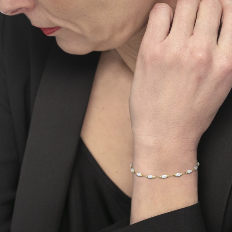 Bracciale catena con perle irregolari