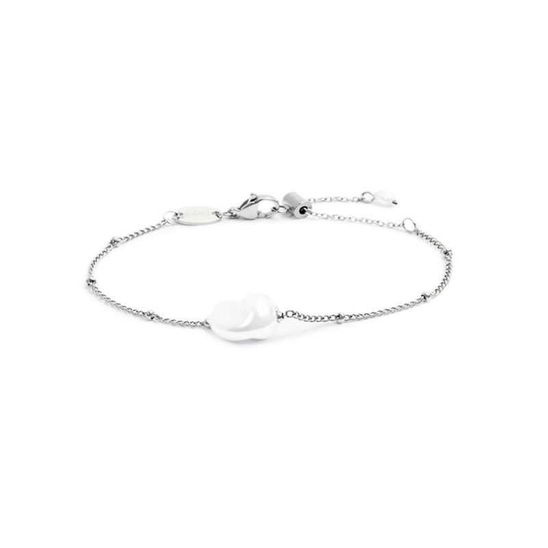 Bracciale catena grumetta con perla ovale centrale