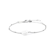 Bracciale catena grumetta con perla ovale centrale