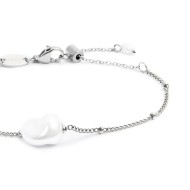 Bracciale catena grumetta con perla ovale centrale