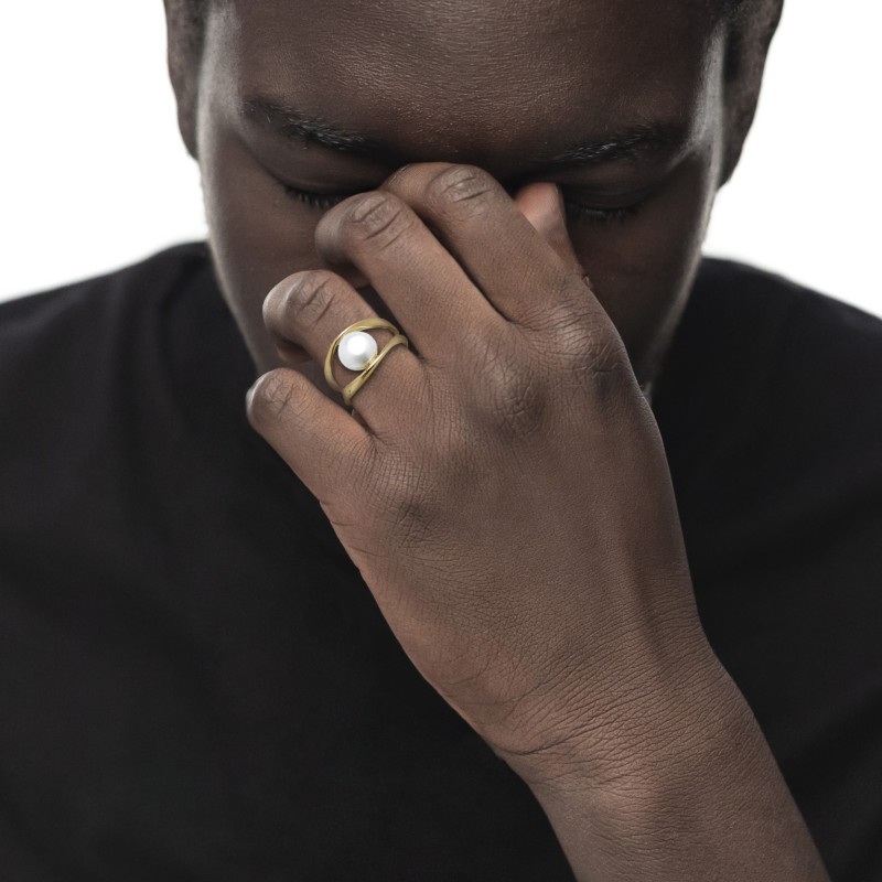 Anello a doppia fascia con perla Anello a doppia fascia con perla