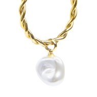 Orecchino a cerchio 2,7cm con perla pendente