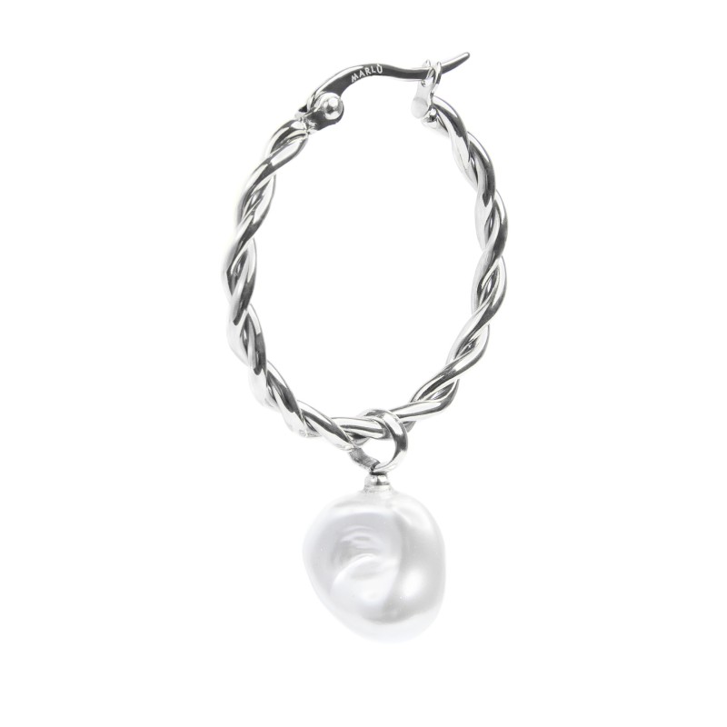 Orecchino a cerchio 2,7cm con perla pendente