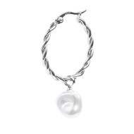 Orecchino a cerchio 2,7cm con perla pendente