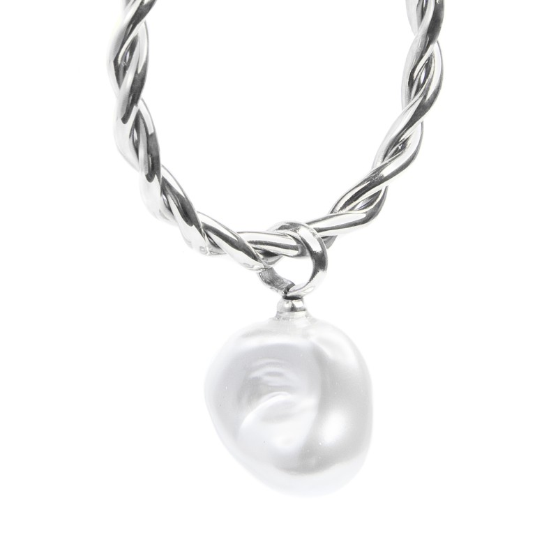 Orecchino a cerchio 2,7cm con perla pendente