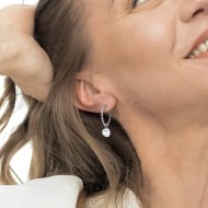 Orecchino a cerchio 2,7cm con perla pendente