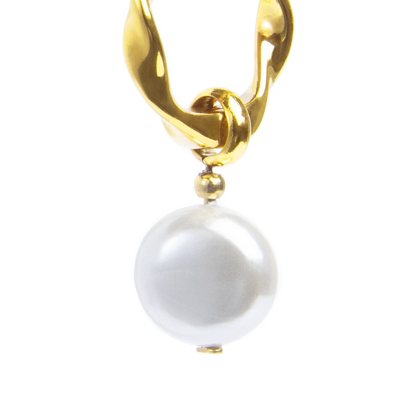 Orecchino a cerchio 1,4cm con perla pendente