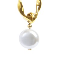 Orecchino a cerchio 1,4cm con perla pendente