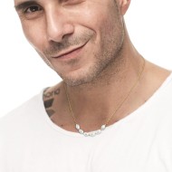 Collana catena cross con perle ovali centrali