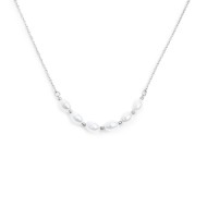 Collana catena cross con perle ovali centrali Collana catena cross con perle ovali centrali