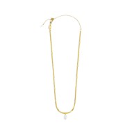 Collana catena snake con perla ovale pendente centrale