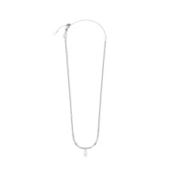 Collana catena snake con perla ovale pendente centrale Collana catena snake con perla ovale pendente centrale