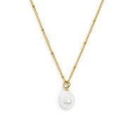 Collana catena grumetta con sfere e perla irregolare pendente