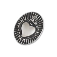 S.STEEL OVAL PLATE WITH SACRED HEART Polished s.steel oval plate 15,30*20 mm, 3 mm thickness, with mat black oil. On the front s