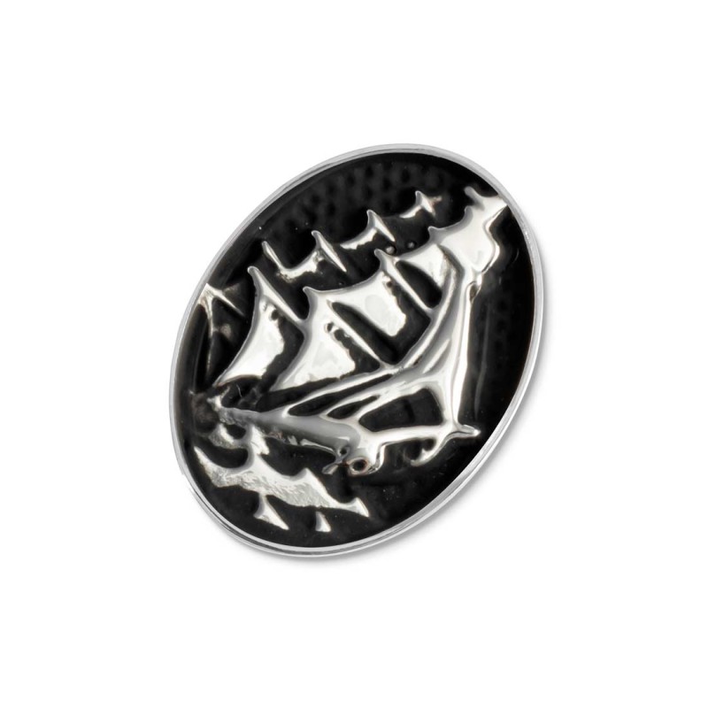 S.STEEL OVAL PLATE SAILING SHIP IN RELIEF Polished s.steel plate 15,30*20 mm with mat black oil, 1,50 mm thickness, on the front S.STEEL OVAL PLATE SAILING SHIP IN RELIEF Polished s.steel plate 15,30*20 mm with mat black oil, 1,50 mm thickness, on the front