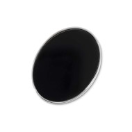 MAT S.STEEL OVAL PLATE BLACK ENAMEL Mat s.steel oval plate 15,30*20 mm, 1,50 mm thickness, on the front side black enamel, on th
