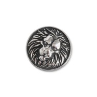 S.STEEL ROUND LION PLATE Polished s.steel round plate 16,20 mm diameter, 3,50 mm thickness. On the front side lion in relief by