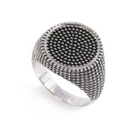 S.STEEL ROUND PLATE WITH DOTS TEXTURE Polished s.steel round plate 16,20 mm diameter, 1,50 mm thickness with mat black oil dots S.STEEL ROUND PLATE WITH DOTS TEXTURE Polished s.steel round plate 16,20 mm diameter, 1,50 mm thickness with mat black oil dots