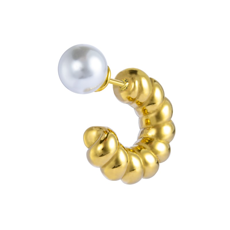 OR ACC MONO CERCHIO APERTO TRECCIA CON CHIUSURA PERLA OR ACC MONO CERCHIO APERTO TRECCIA CON CHIUSURA PERLA