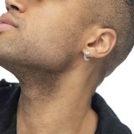 OR ACC MONO CERCHIO APERTO TRECCIA CON CHIUSURA PERLA