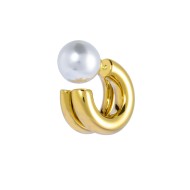 Orecchino a lobo a cerchietto doppio 2,1cm con chiusura perla