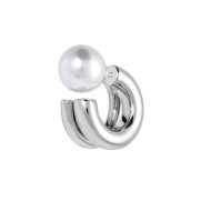 Orecchino a lobo a cerchietto doppio 2,1cm con chiusura perla
