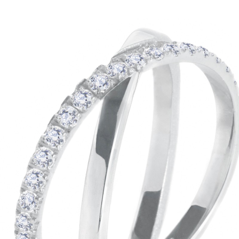 Anello incrociato con zirconi bianchi Anello incrociato con zirconi bianchi