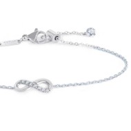 S.STEEL BR WITH INFINITY WITH CZ STONE S.steel bracelet with cutting cross chain, 1,20 mm width, 0,26 mm thickness. On the cente S.STEEL BR WITH INFINITY WITH CZ STONE S.steel bracelet with cutting cross chain, 1,20 mm width, 0,26 mm thickness. On the cente