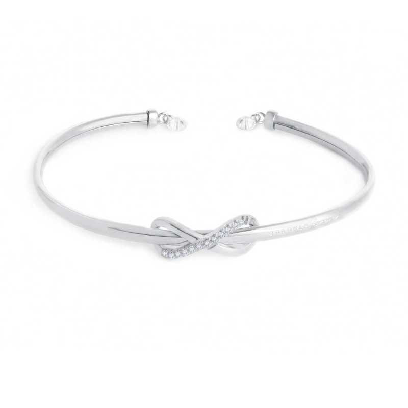 S.STEEL BR BANGLE WITH INFINITY AND CZ STONE Tenfort s.steel bracelet size 61 mm (major axis)* 50 mm (minor axis), 2 mm thicknes S.STEEL BR BANGLE WITH INFINITY AND CZ STONE Tenfort s.steel bracelet size 61 mm (major axis)* 50 mm (minor axis), 2 mm thicknes