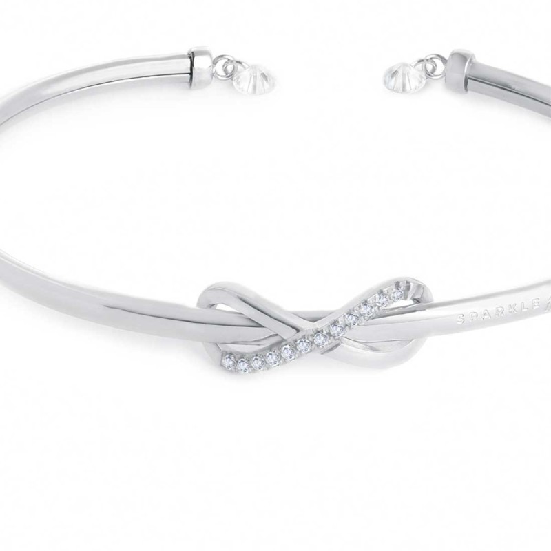 Bracciale rigido infinito con zirconi bianchi