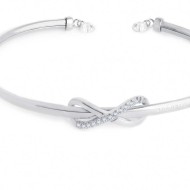 Bracciale rigido infinito con zirconi bianchi