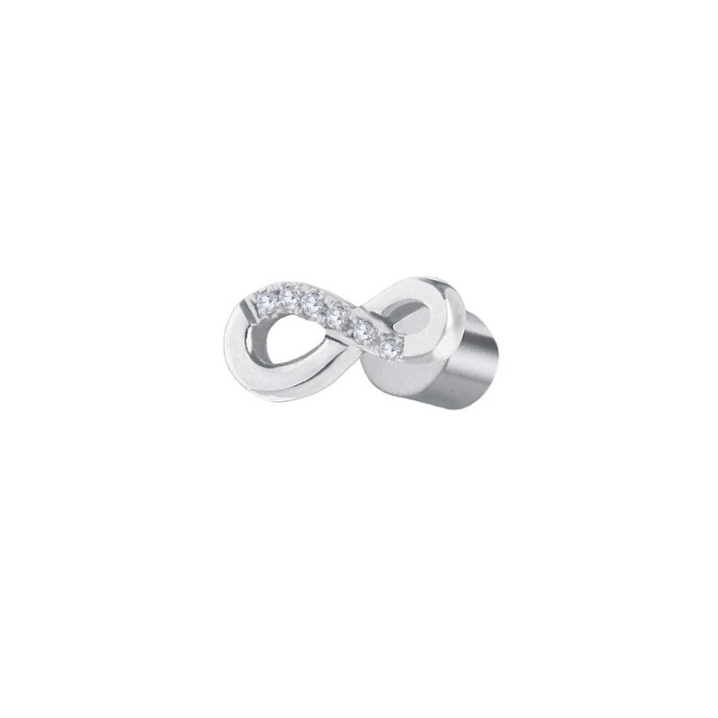 S.S. SINGLE EARRING INFINITY WITH CZ STONE S.steel single earring  made by CNC infinity shape size 4,50*10,20 mm with 6 round wh S.S. SINGLE EARRING INFINITY WITH CZ STONE S.steel single earring  made by CNC infinity shape size 4,50*10,20 mm with 6 round wh