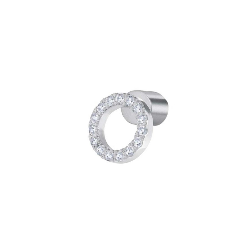 Orecchino a lobo cerchio 0,8cm con zirconi bianchi Orecchino a lobo cerchio 0,8cm con zirconi bianchi