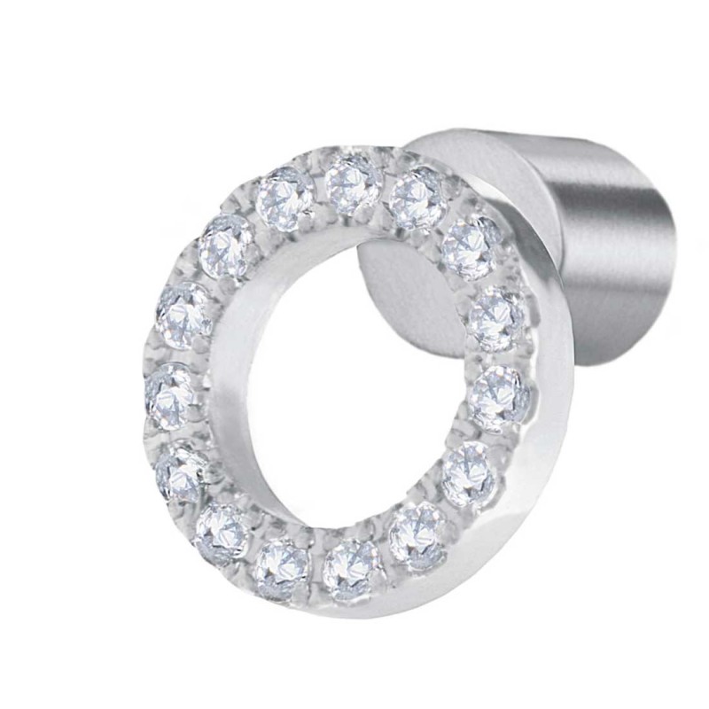 S.S. SINGLE EARRING ROUND ELEMENT 8,50 MM S.steel single earring by CNC with round element 8,50 mm diameter with round white cz