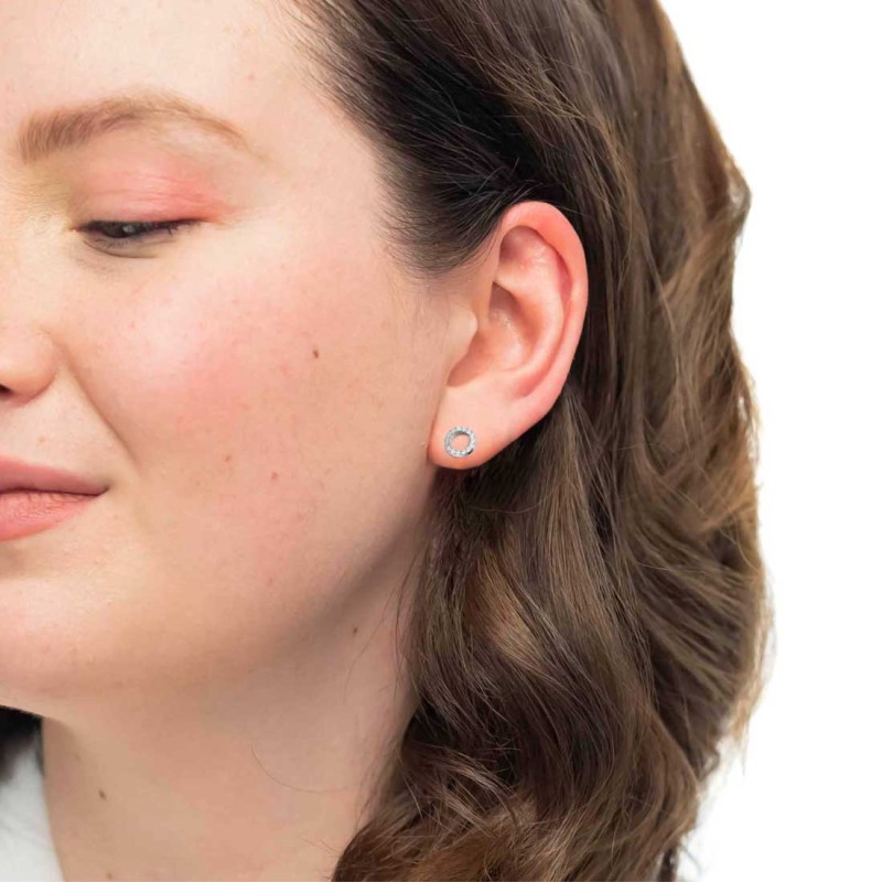 S.S. SINGLE EARRING ROUND ELEMENT 8,50 MM S.steel single earring by CNC with round element 8,50 mm diameter with round white cz S.S. SINGLE EARRING ROUND ELEMENT 8,50 MM S.steel single earring by CNC with round element 8,50 mm diameter with round white cz