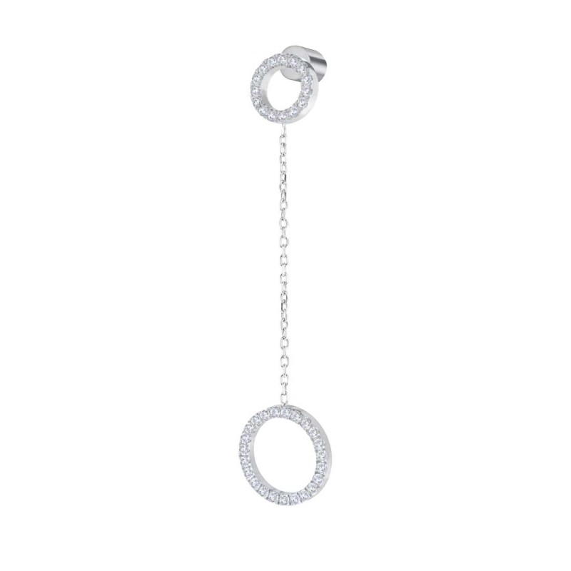 S.S EARRING WITH TWO ROUND ELEMENTS S.steel single earring on the top round element 8,50 mm diameter with round white cz stone 1 S.S EARRING WITH TWO ROUND ELEMENTS S.steel single earring on the top round element 8,50 mm diameter with round white cz stone 1