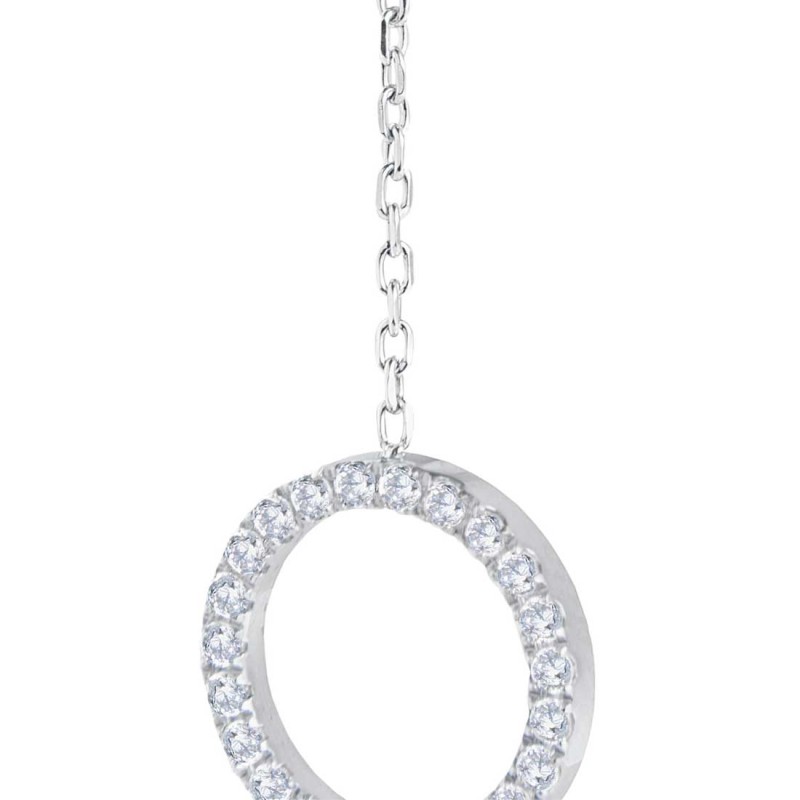 Orecchino pendente cerchi con zirconi bianchi