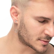 Orecchino pendente cerchi con zirconi bianchi