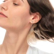 Orecchino pendente cerchi con zirconi bianchi