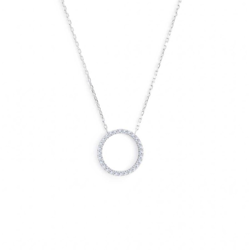 S.STEEL NECKLACE WITH ROUND ELEMENT D14,30MM S.steel necklace with cutting cross chain, 1 mm width, 0,26 mm thickness. On the ce