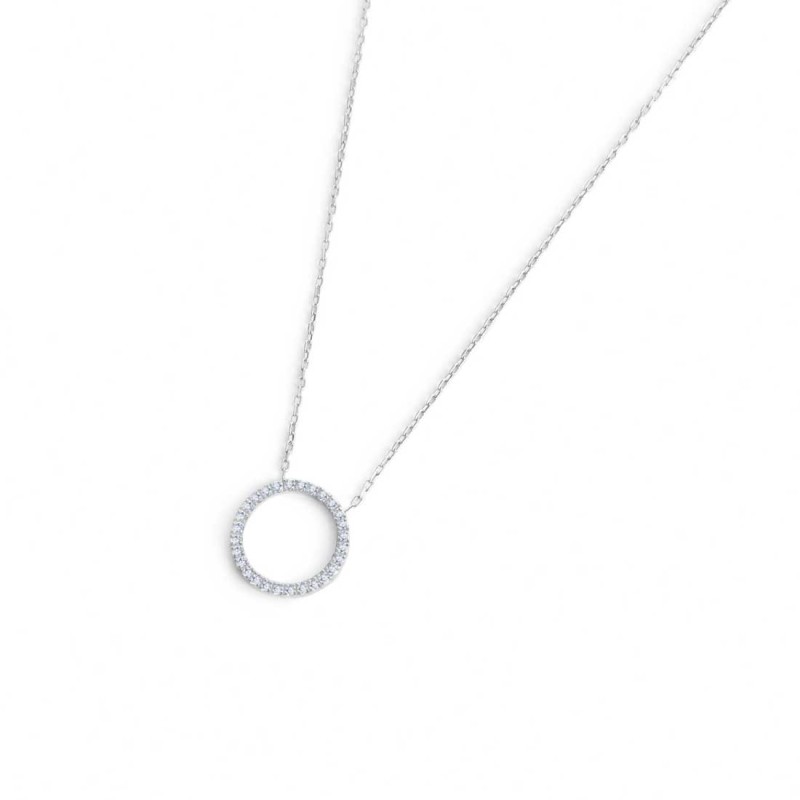 Collana cerchio 1,4cm con zirconi bianchi Collana cerchio 1,4cm con zirconi bianchi