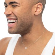 S.STEEL NECKLACE WITH ROUND ELEMENT D8,50MM S.steel necklace with cutting cross chain, 1 mm width, 0,26 mm thickness. On the cen