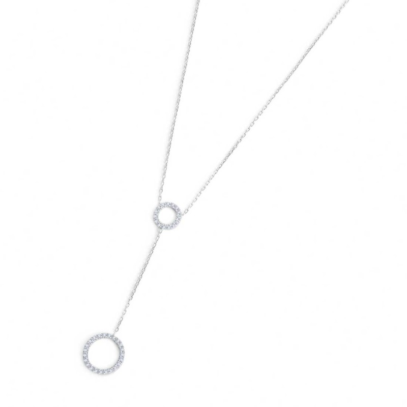 S.STEEL Y NECKLACE WITH TWO ROUND ELEMENTS S.steel Y necklace with cutting cross chain, 1 mm width, 0,26 mm thickness. On the ce S.STEEL Y NECKLACE WITH TWO ROUND ELEMENTS S.steel Y necklace with cutting cross chain, 1 mm width, 0,26 mm thickness. On the ce
