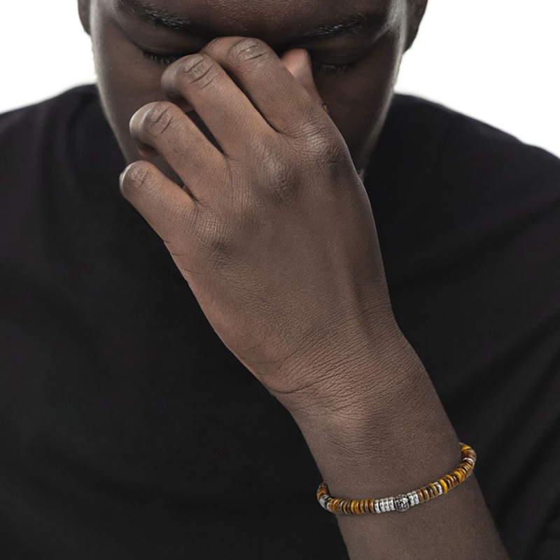 Bracciale catena dischetti in pietra e acciaio Bracciale catena dischetti in pietra e acciaio