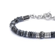 Bracciale catena dischetti in pietra e acciaio