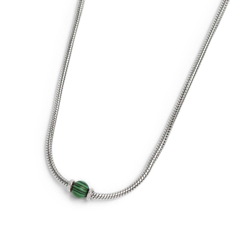 Collana catena snake con sfera centrale Collana catena snake con sfera centrale