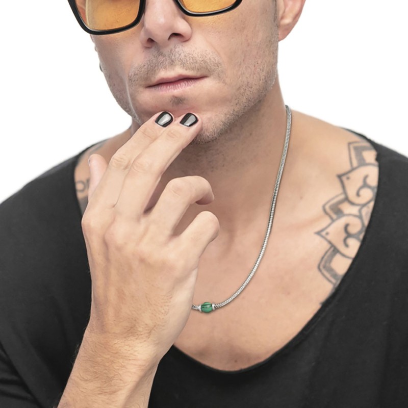 Collana catena snake con sfera centrale Collana catena snake con sfera centrale